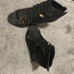 Maurices Black Lace Up Boots Sleek Design
